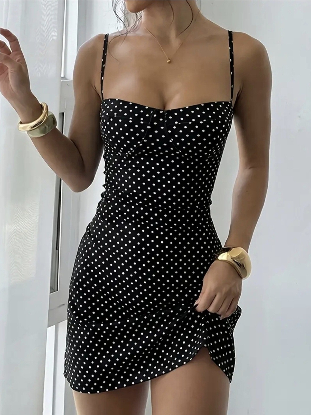 Polka Dot Bodycon Dress - Classic Chic